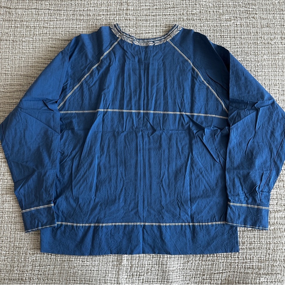 Isabel Marant Indigo Blue Embroidered Long-Sleeve Blouse - Picture 2 of 3